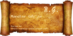 Mandler Géza névjegykártya